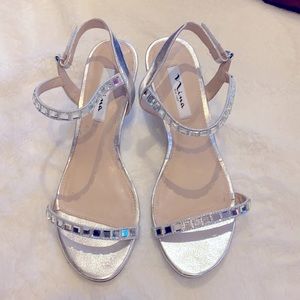 Nina New York wedge sandals with crystal accents